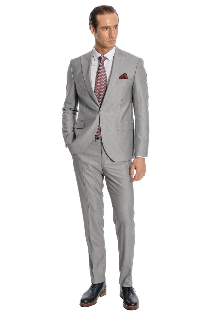 WSS Plain 2 Piece Slim Fit Grey Men Suit  - Burlington