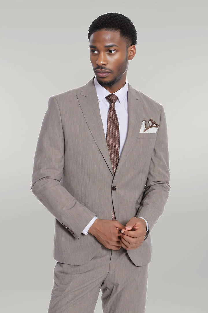 WSS Plain 2 Piece Slim Fit Dark Grey Men Suit  - Singen