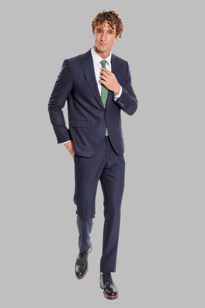 WSS Plain 2 Piece Slim Fit Navy Blue Men Suit  - Úbeda