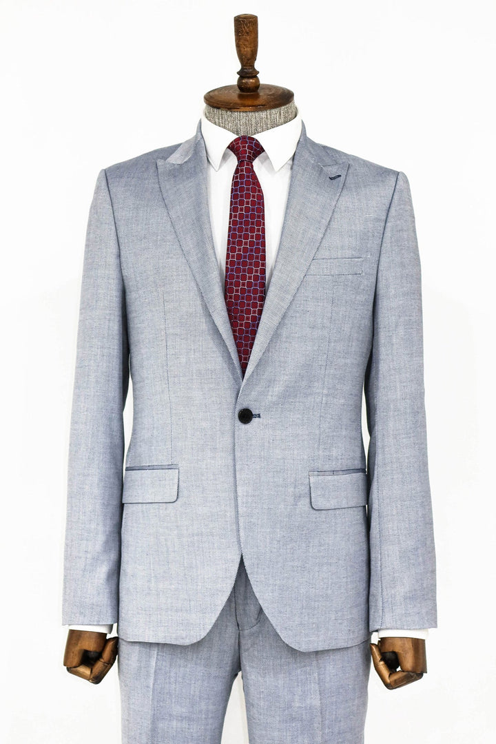 WSS Plain 2 Piece Slim Fit Grey Men Suit  - Willich