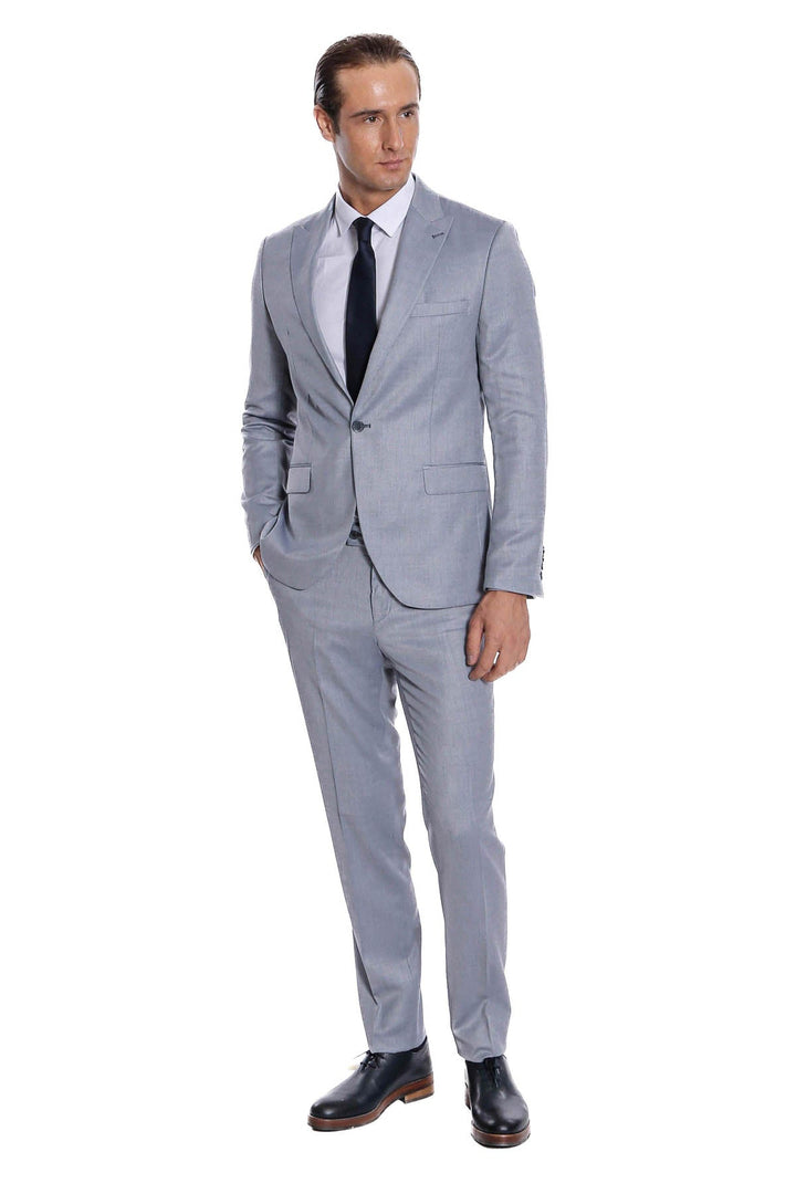 WSS Plain 2 Piece Slim Fit Grey Men Suit  - Willich