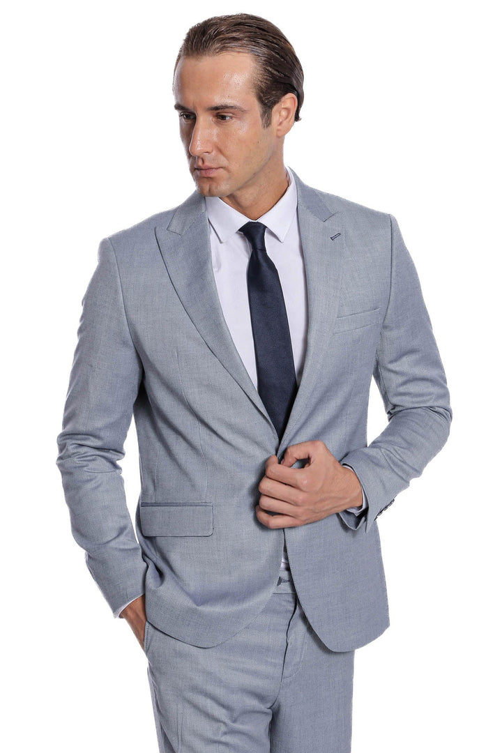 WSS Plain 2 Piece Slim Fit Grey Men Suit  - Willich