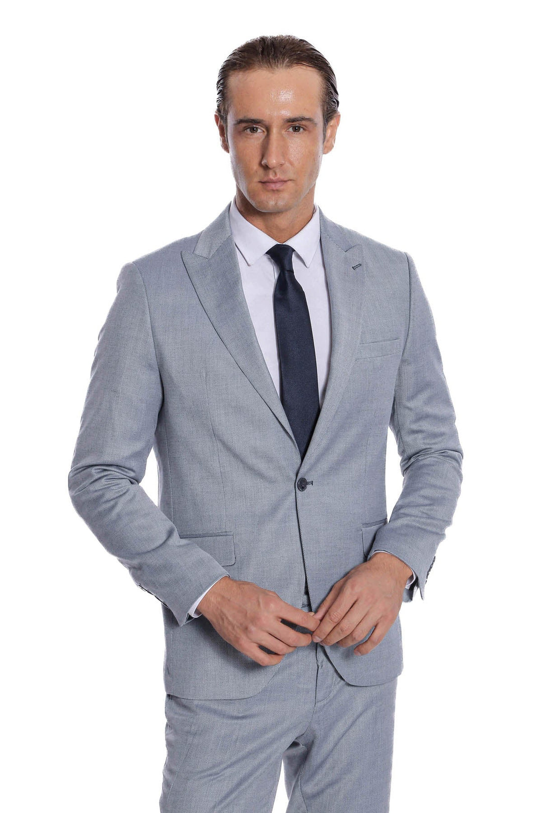 WSS Plain 2 Piece Slim Fit Grey Men Suit  - Willich