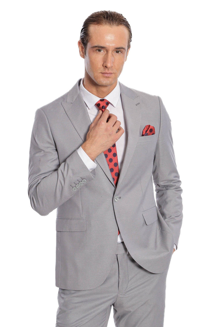 WSS Plain 2 Piece Slim Fit Grey Men Suit  - Appleton
