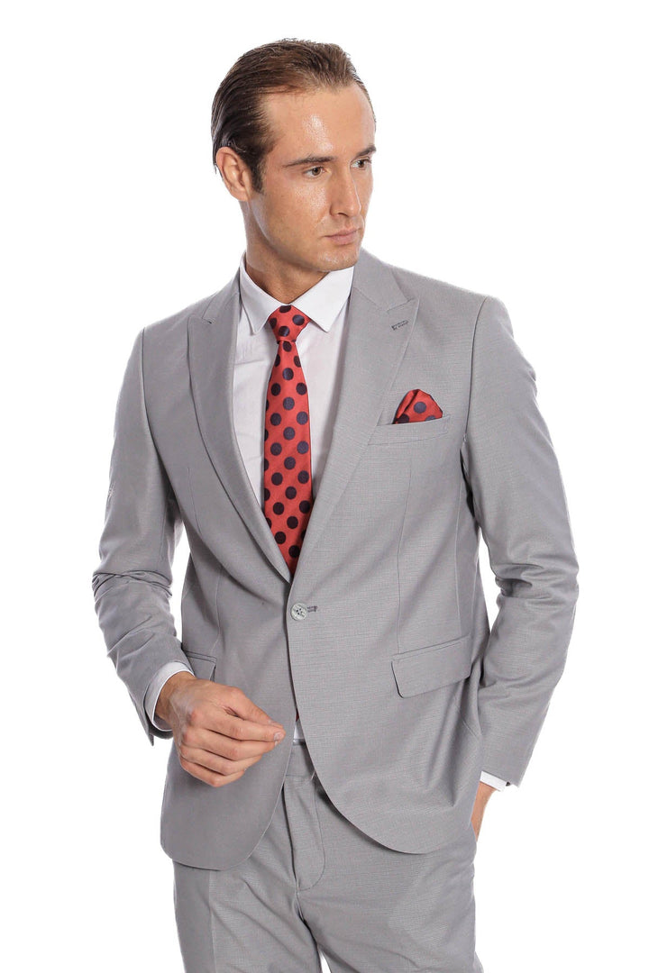 WSS Plain 2 Piece Slim Fit Grey Men Suit  - Appleton