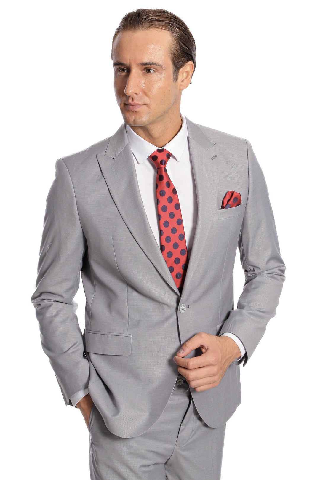 WSS Plain 2 Piece Slim Fit Grey Men Suit  - Appleton