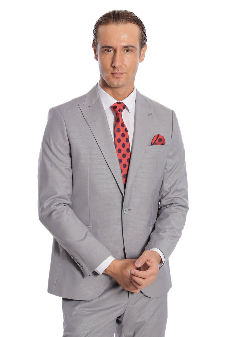 WSS Plain 2 Piece Slim Fit Grey Men Suit  - Appleton