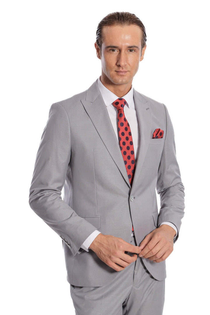 WSS Plain 2 Piece Slim Fit Grey Men Suit  - Appleton