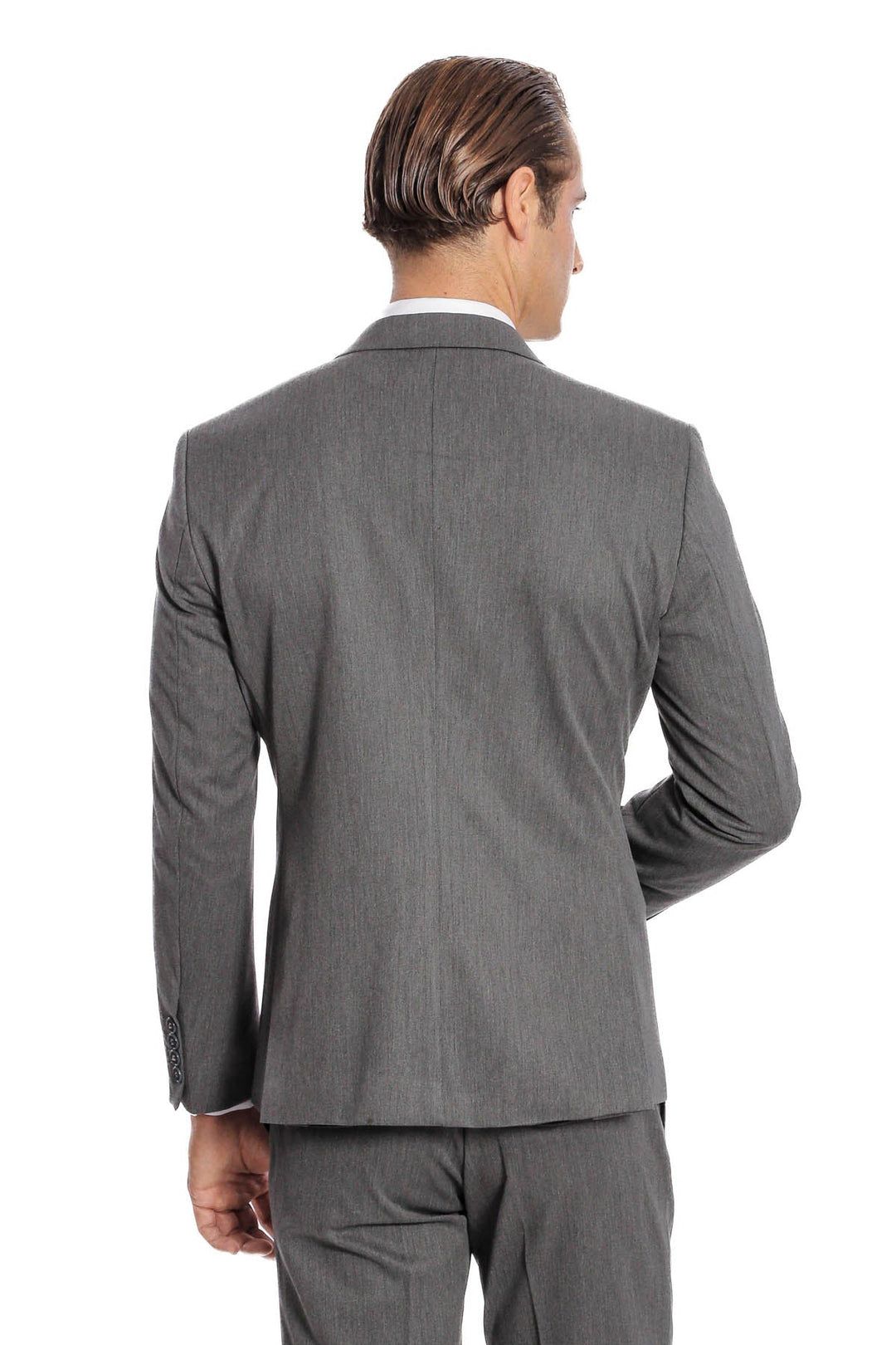 WSS Plain 2 Piece Slim Fit Dark Grey Men Suit  - Edina