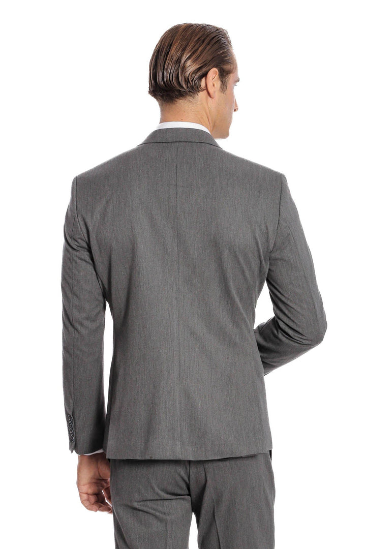 WSS Plain 2 Piece Slim Fit Dark Grey Men Suit  - Edina