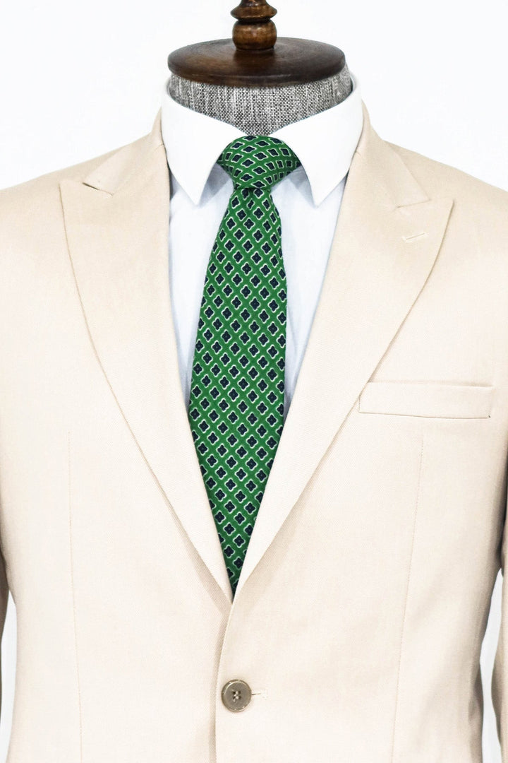 WSS Plain 2 Piece Slim Fit Cream Men Suit  - The Acreage