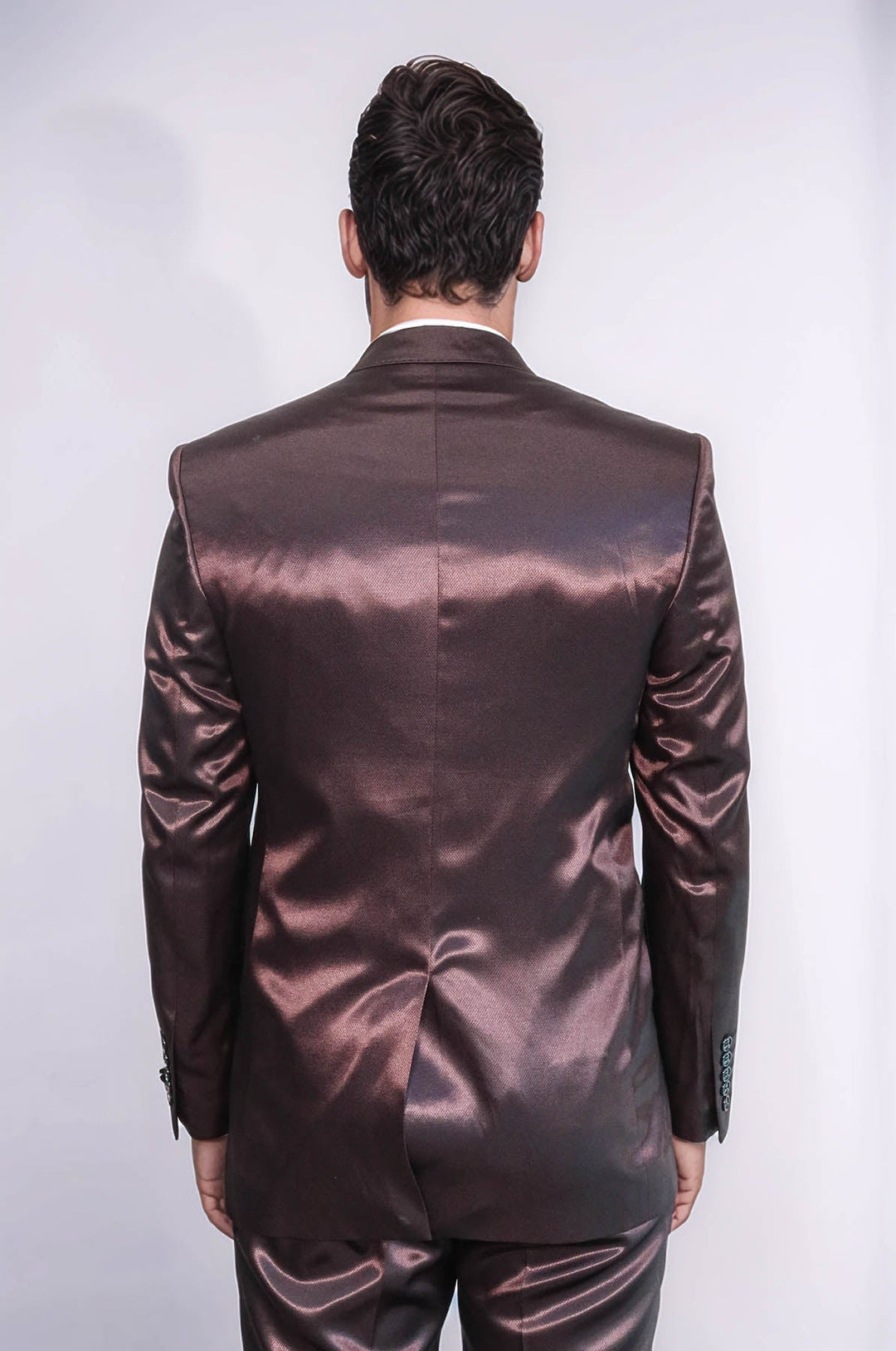 WSS Two Buttons Two Piece Slim Fit Satin Brown Men Suit - Appleton