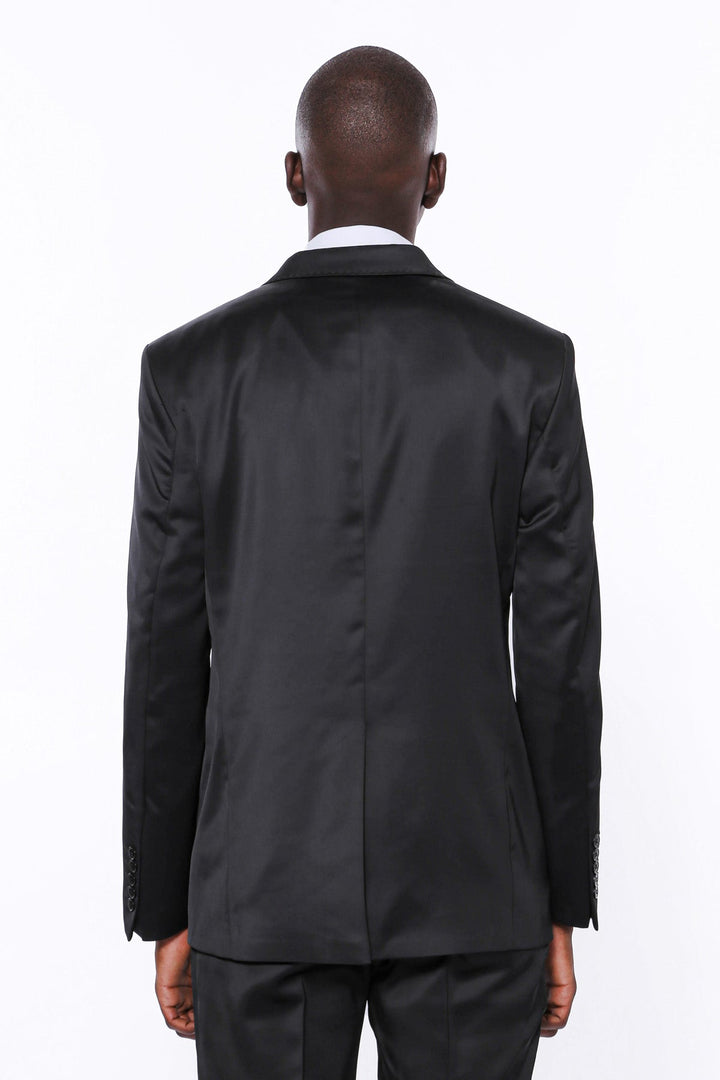 WSS Two Buttons Two Piece Shiny Black Men Suit  - Winsen