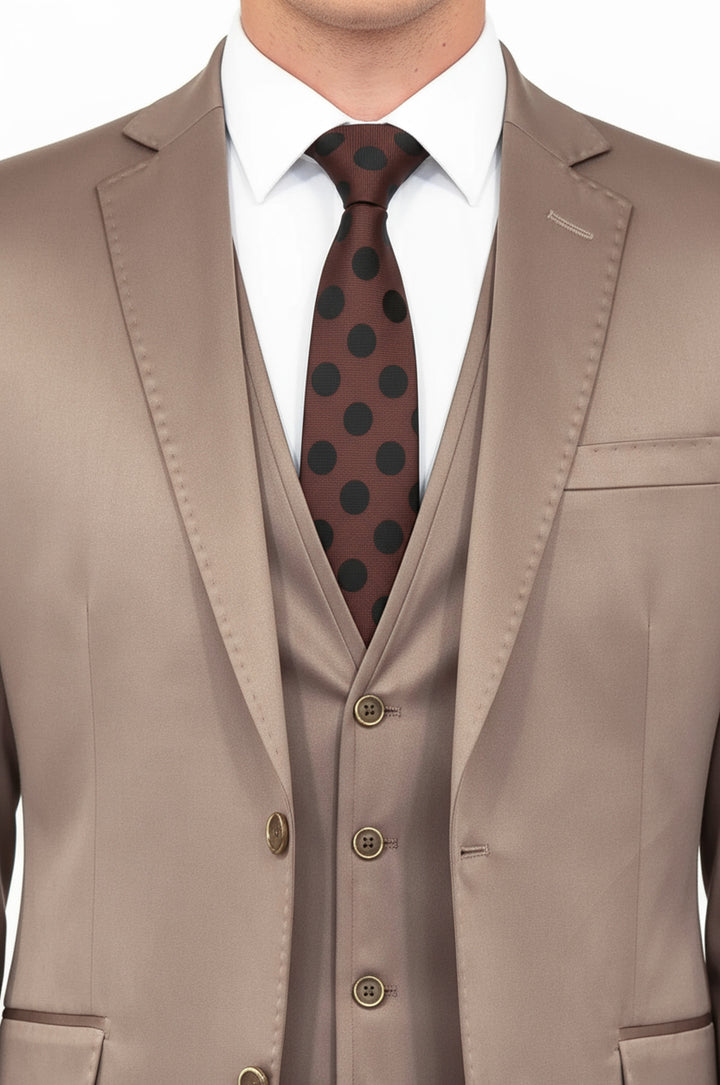 WSS Plain Vested Light Brown Men Suit  - El Ejido