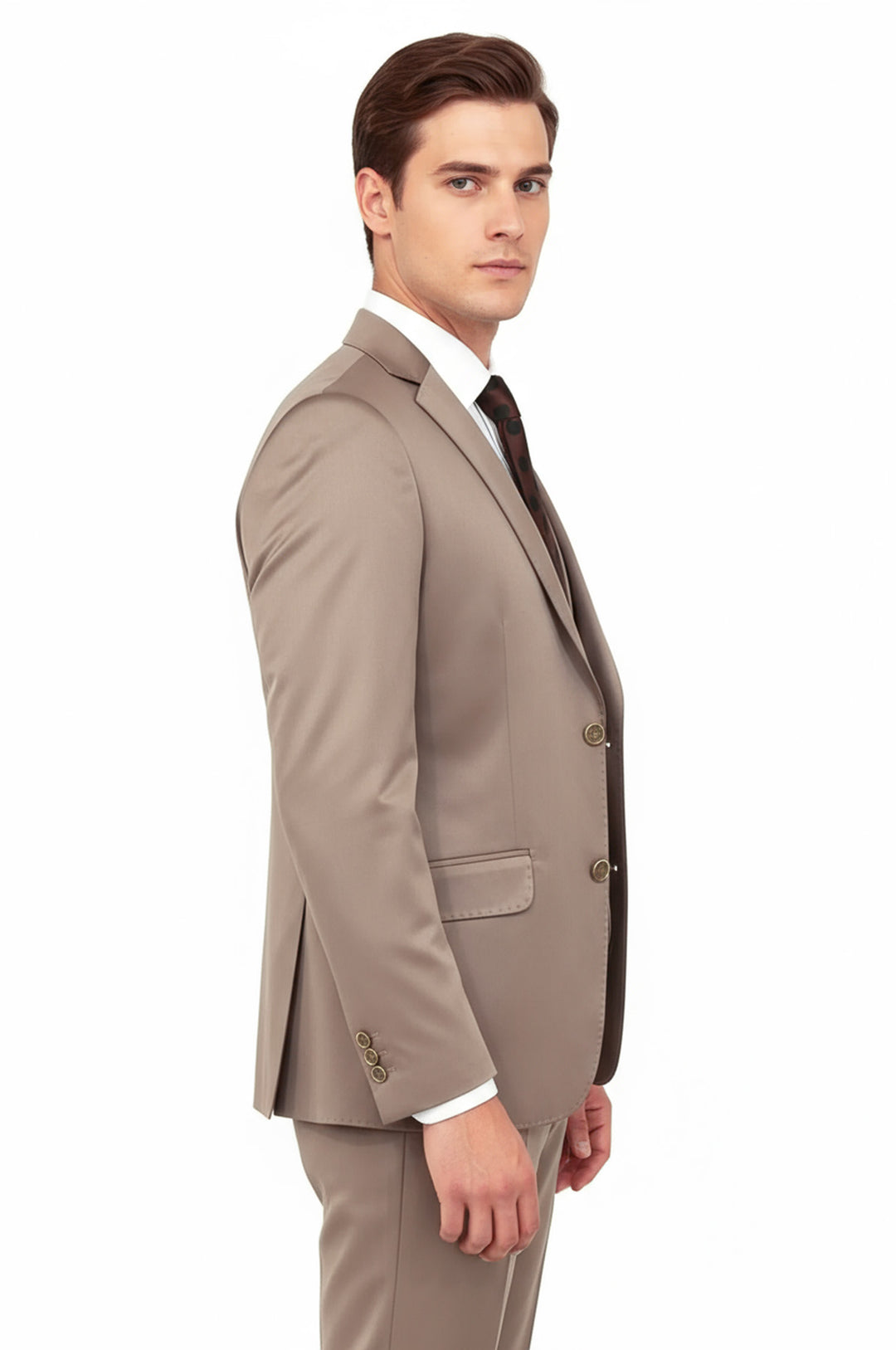 WSS Plain Vested Light Brown Men Suit  - El Ejido