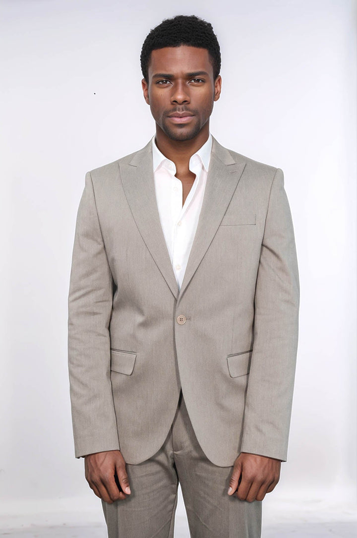 WSS Single Buttons 2 Piece Beige Men Suit  - Lufkin