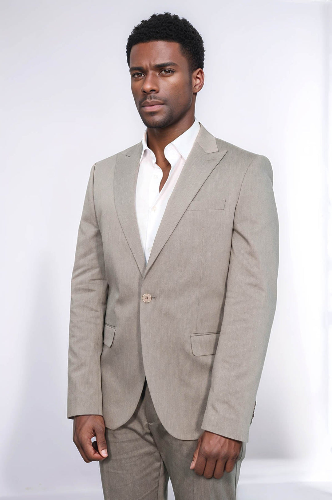 WSS Single Buttons 2 Piece Beige Men Suit  - Lufkin