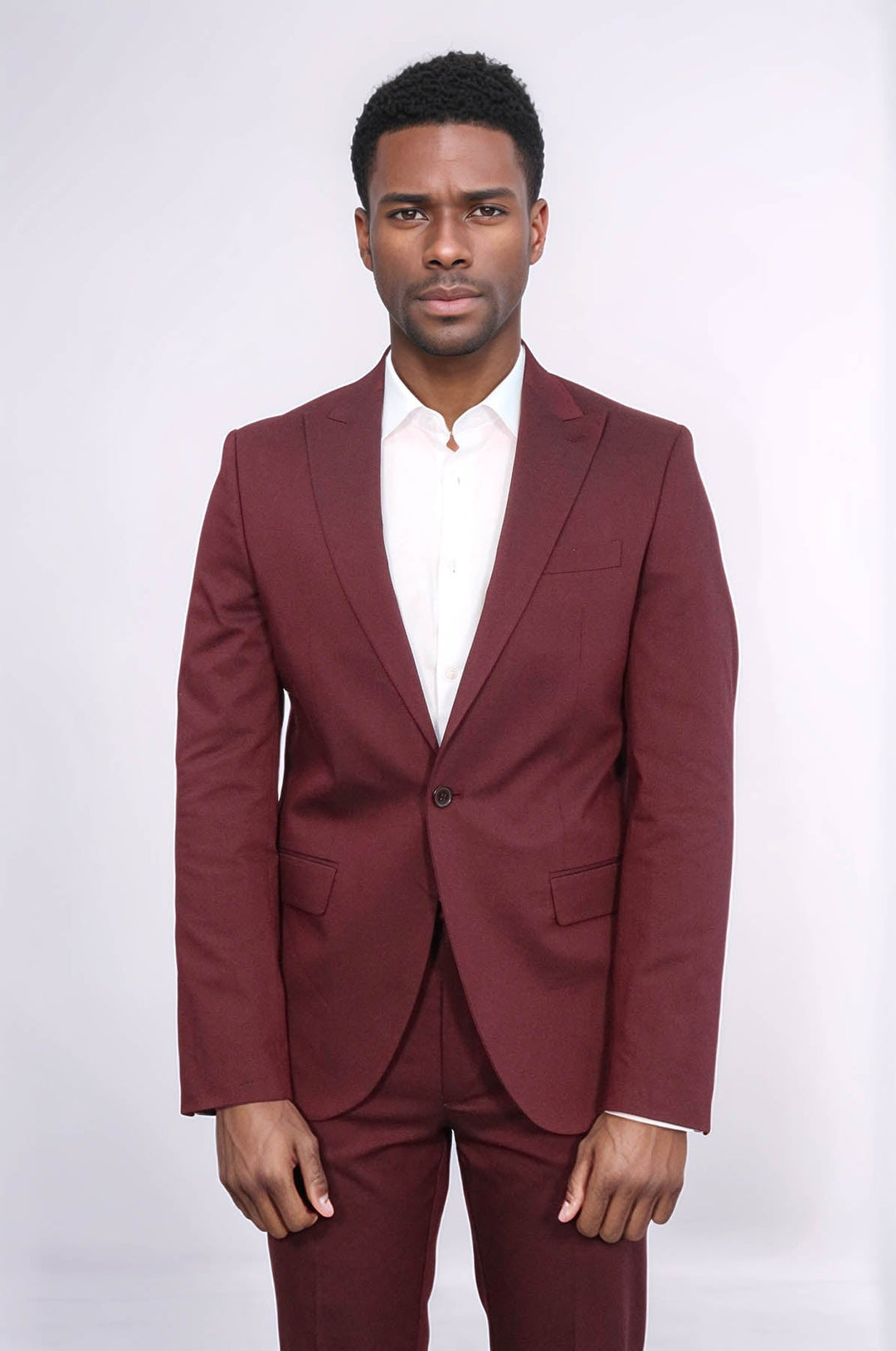 WSS Single Buttons 2 Piece Burgundy Men Suit  - Ahrensburg
