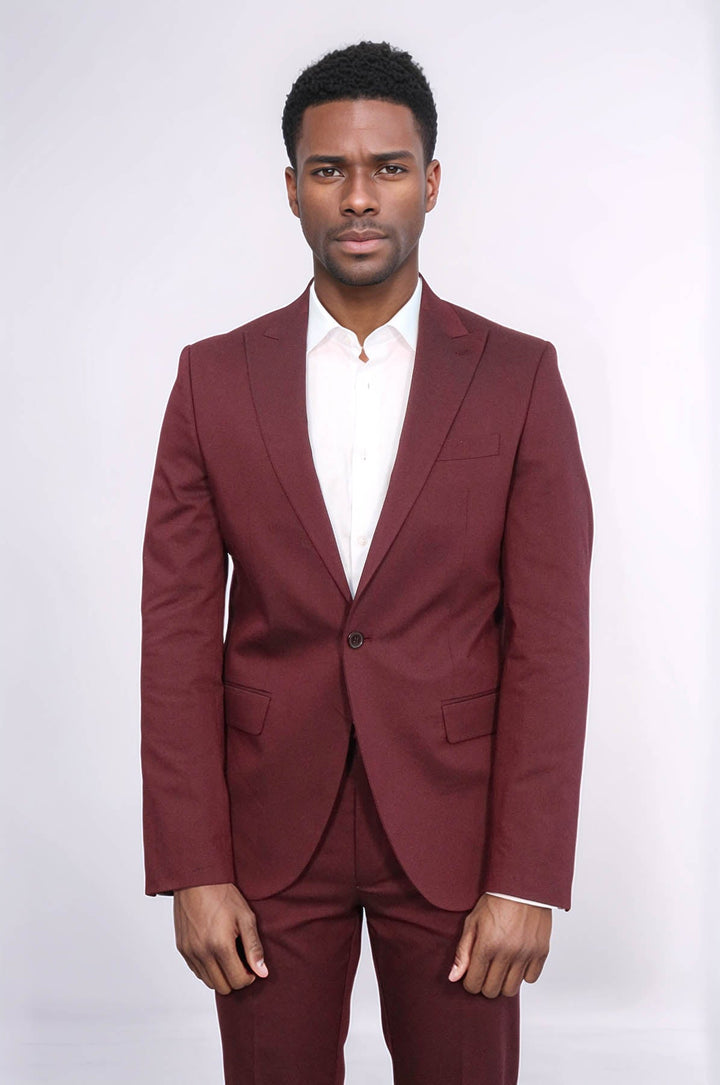 WSS Single Buttons 2 Piece Burgundy Men Suit  - Ahrensburg