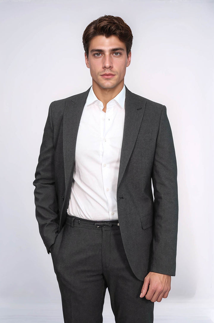 WSS Single Buttons 2 Piece Black Men Suit  - Blackpool