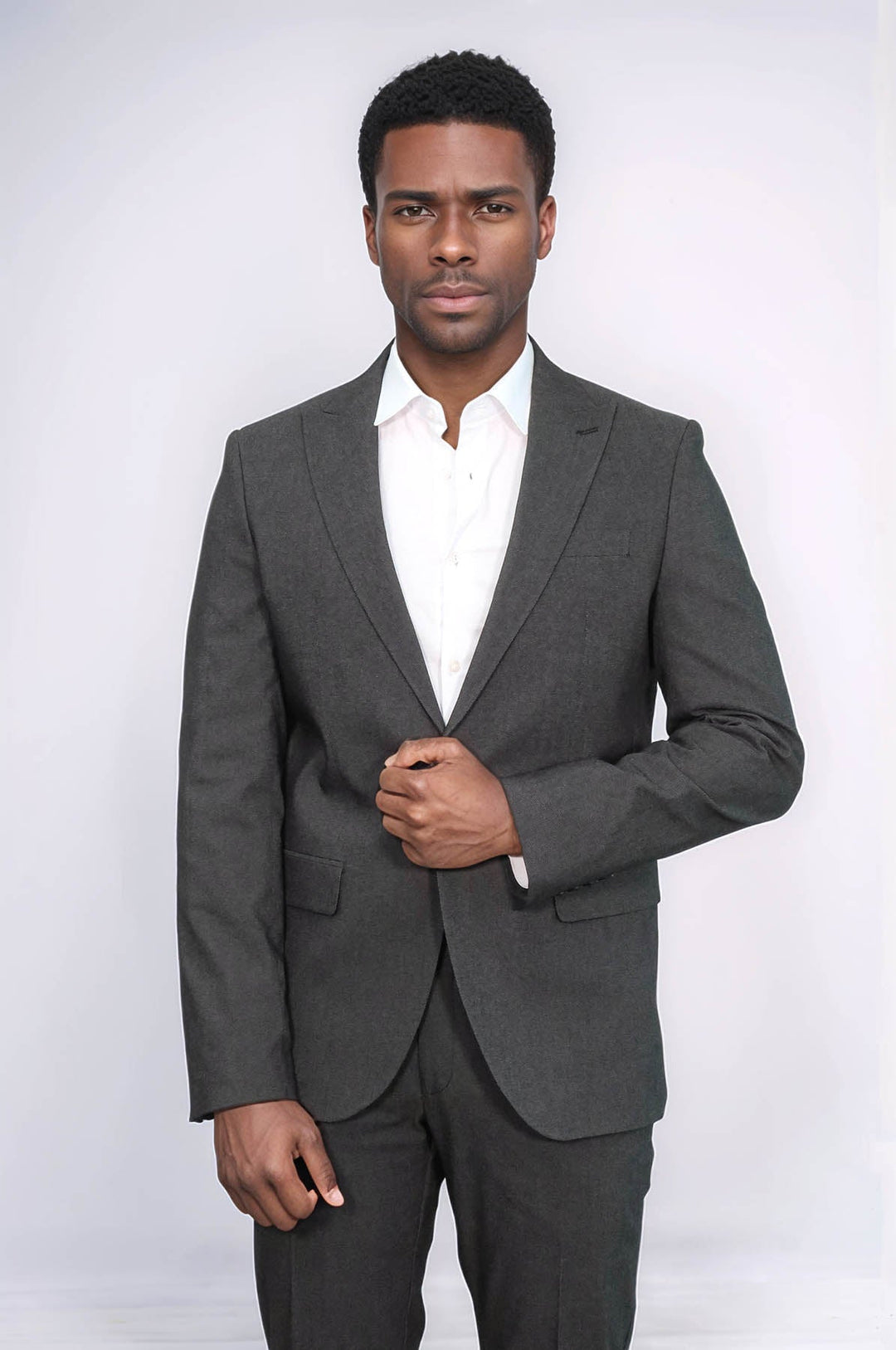 WSS Single Buttons 2 Piece Black Men Suit  - Palm Desert