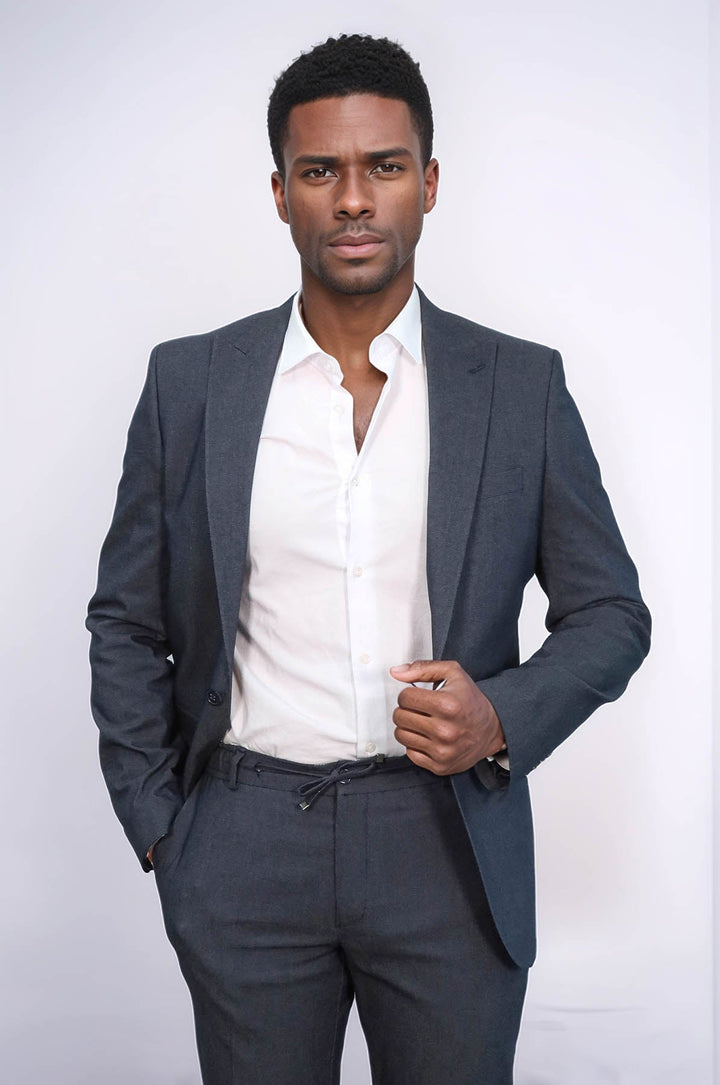 WSS Single Buttons 2 Piece Navy Blue Men Suit  - Almere