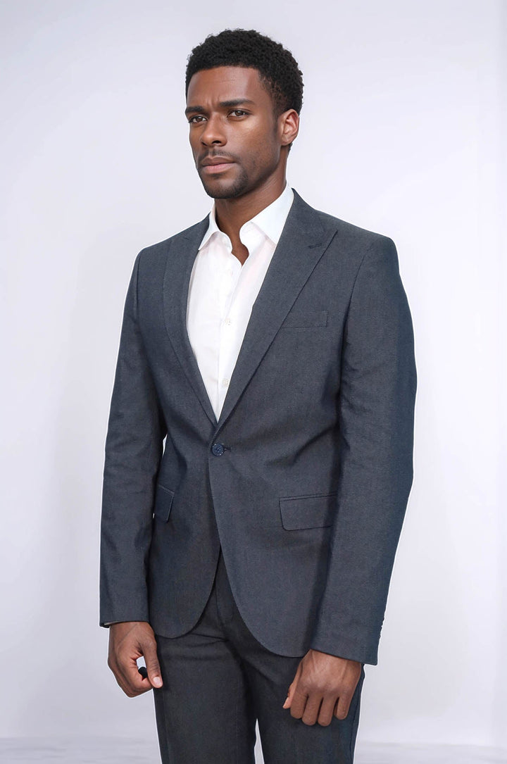 WSS Single Buttons 2 Piece Navy Blue Men Suit  - Almere