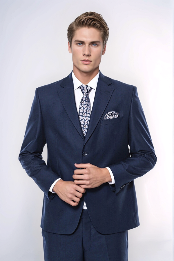 WSS 4 Drop Navy Blue Polyviscose Suit  - Fayetteville