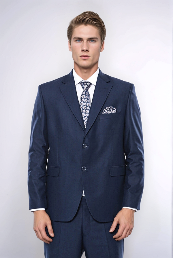 WSS 4 Drop Navy Blue Polyviscose Suit  - Fayetteville