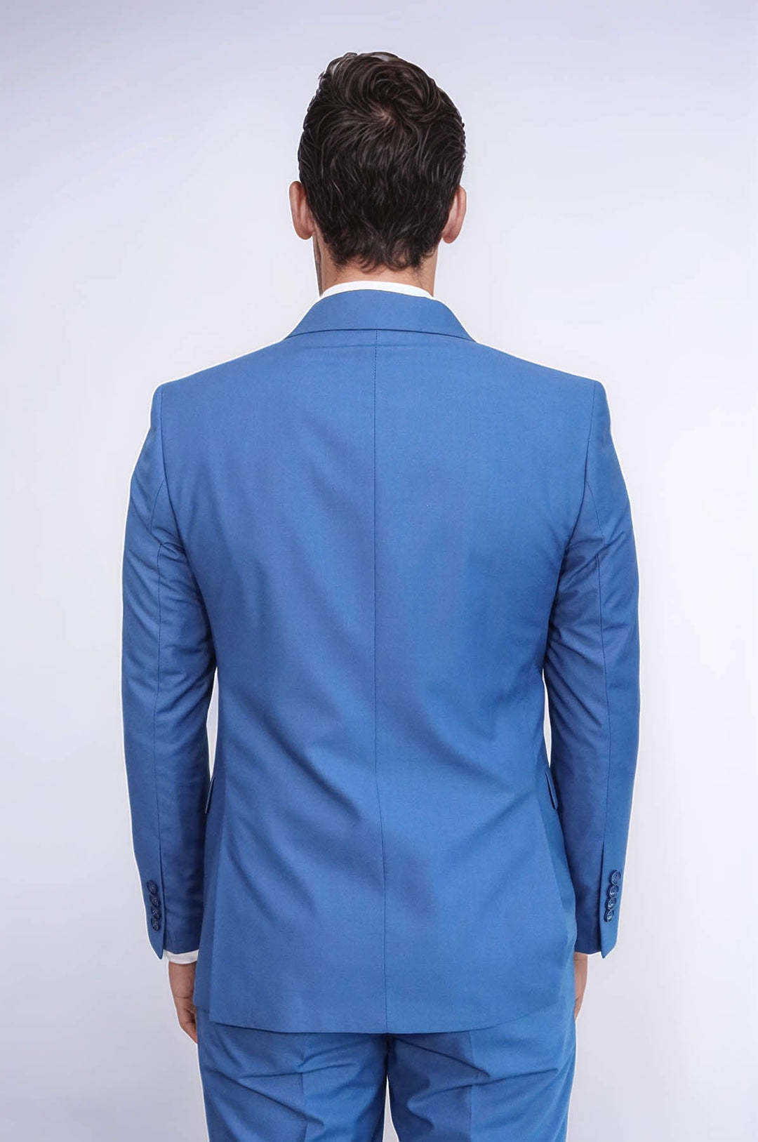 WSS Double Breasted Slim Fit Blue Men Suit  - Zacatelco