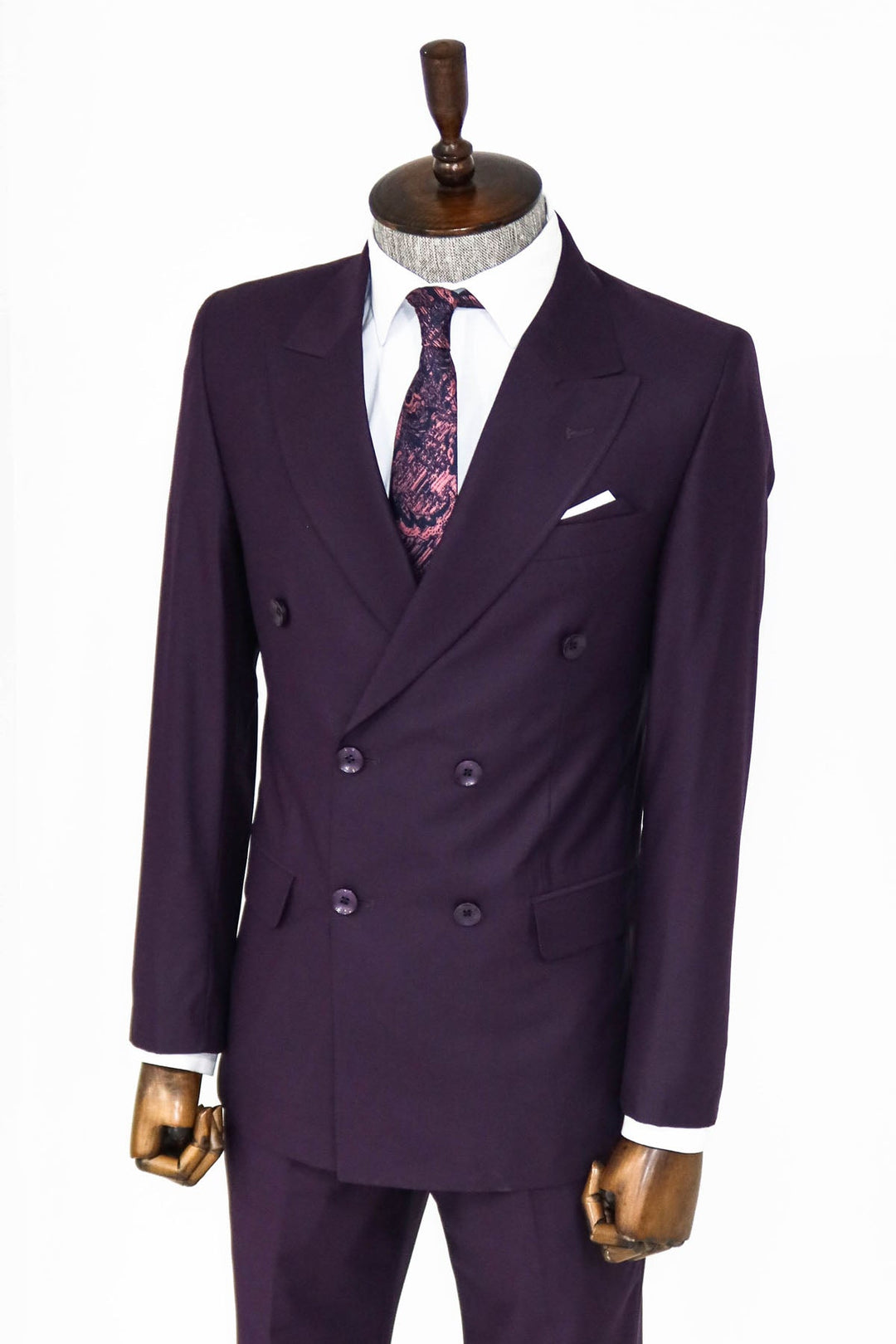 WSS Double Breasted Plain Wide Lapel Purple Men Suit  - Dachau