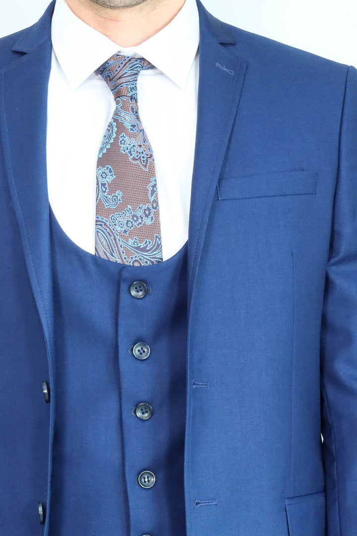 WSS Plain Vested Navy Blue Men's Suit  - Springfield