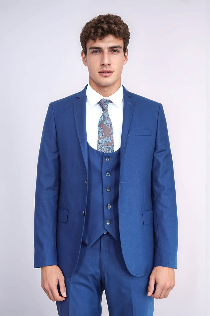 WSS Plain Vested Navy Blue Men's Suit  - Springfield
