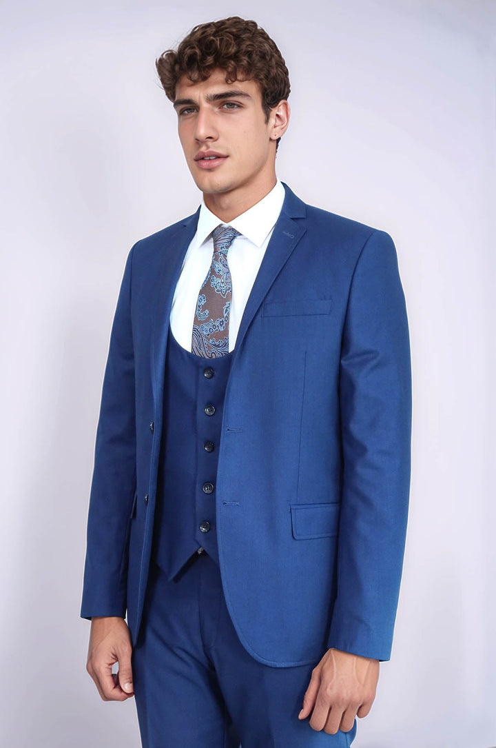 WSS Plain Vested Navy Blue Men's Suit  - Springfield