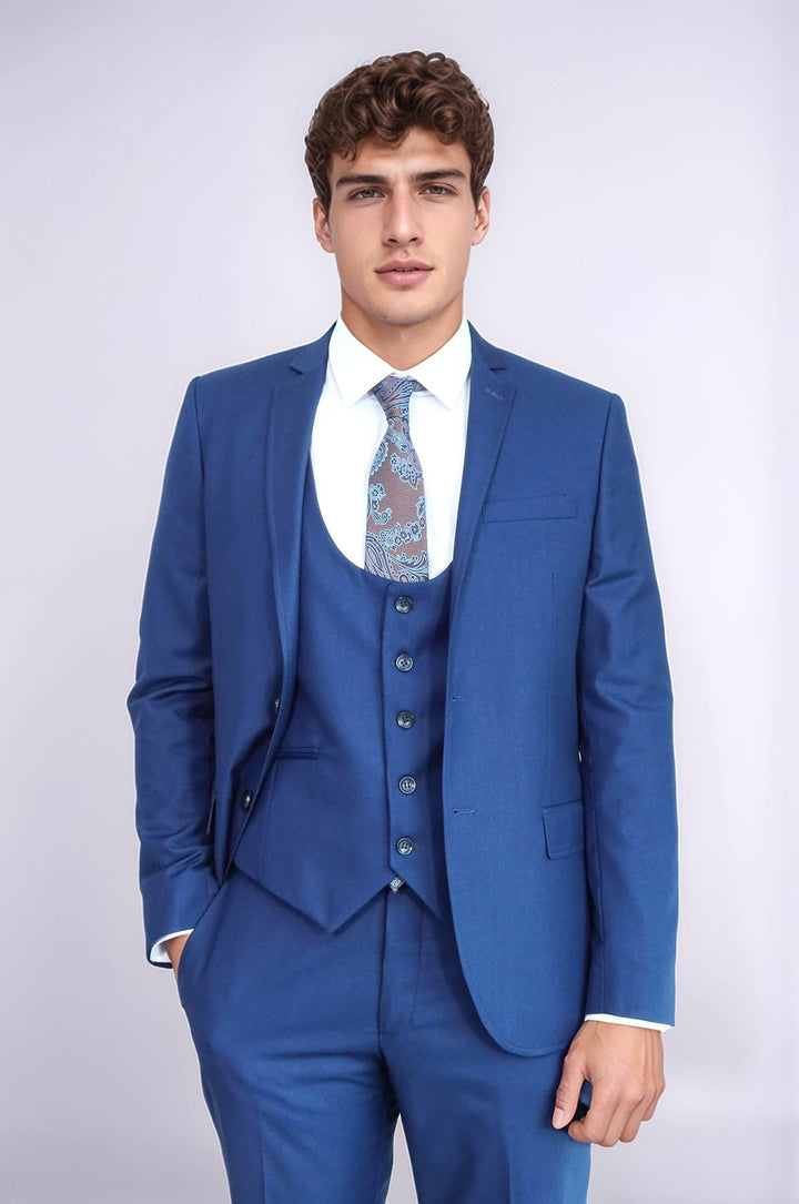 WSS Plain Vested Navy Blue Men's Suit  - Springfield