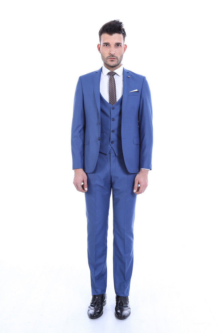 WSS Light Blue Slim Fit Men's Suit with Vest  - Bury Saint Edmunds