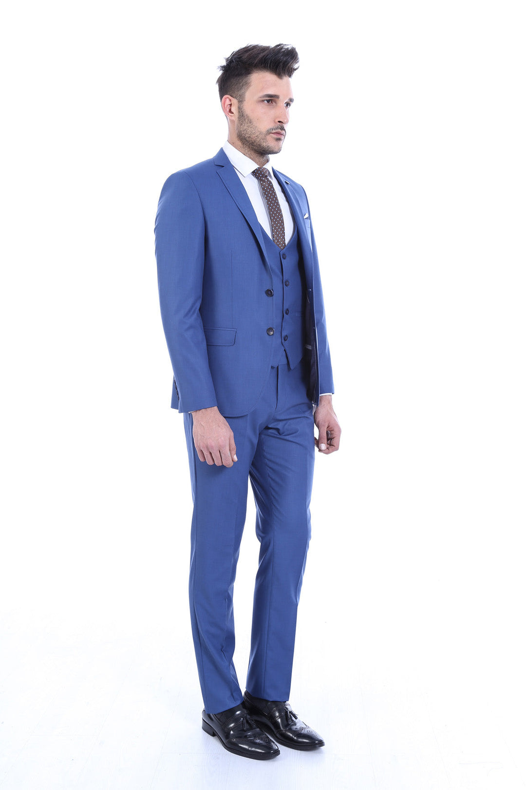 WSS Light Blue Slim Fit Men's Suit with Vest  - Bury Saint Edmunds