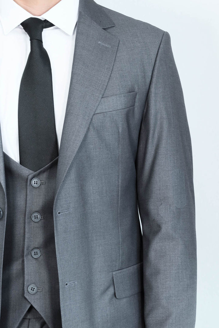 WSS Smoked Slim Fit Men's Suit with Vest  - Tuxtepec