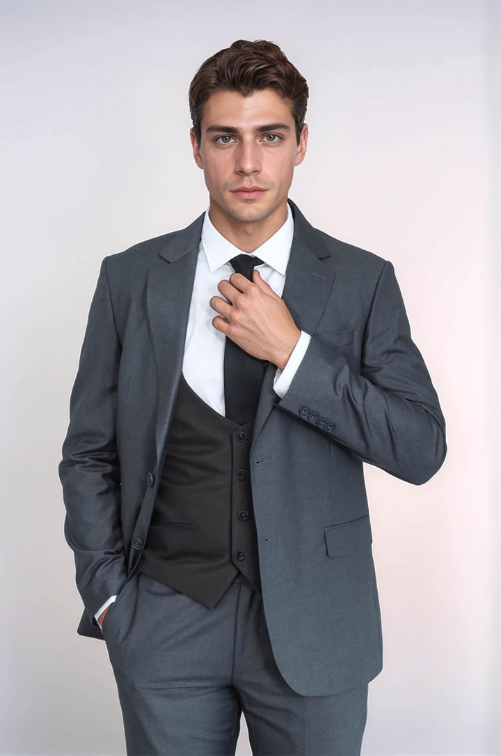 WSS Smoked Slim Fit Men's Suit with Vest  - Tuxtepec