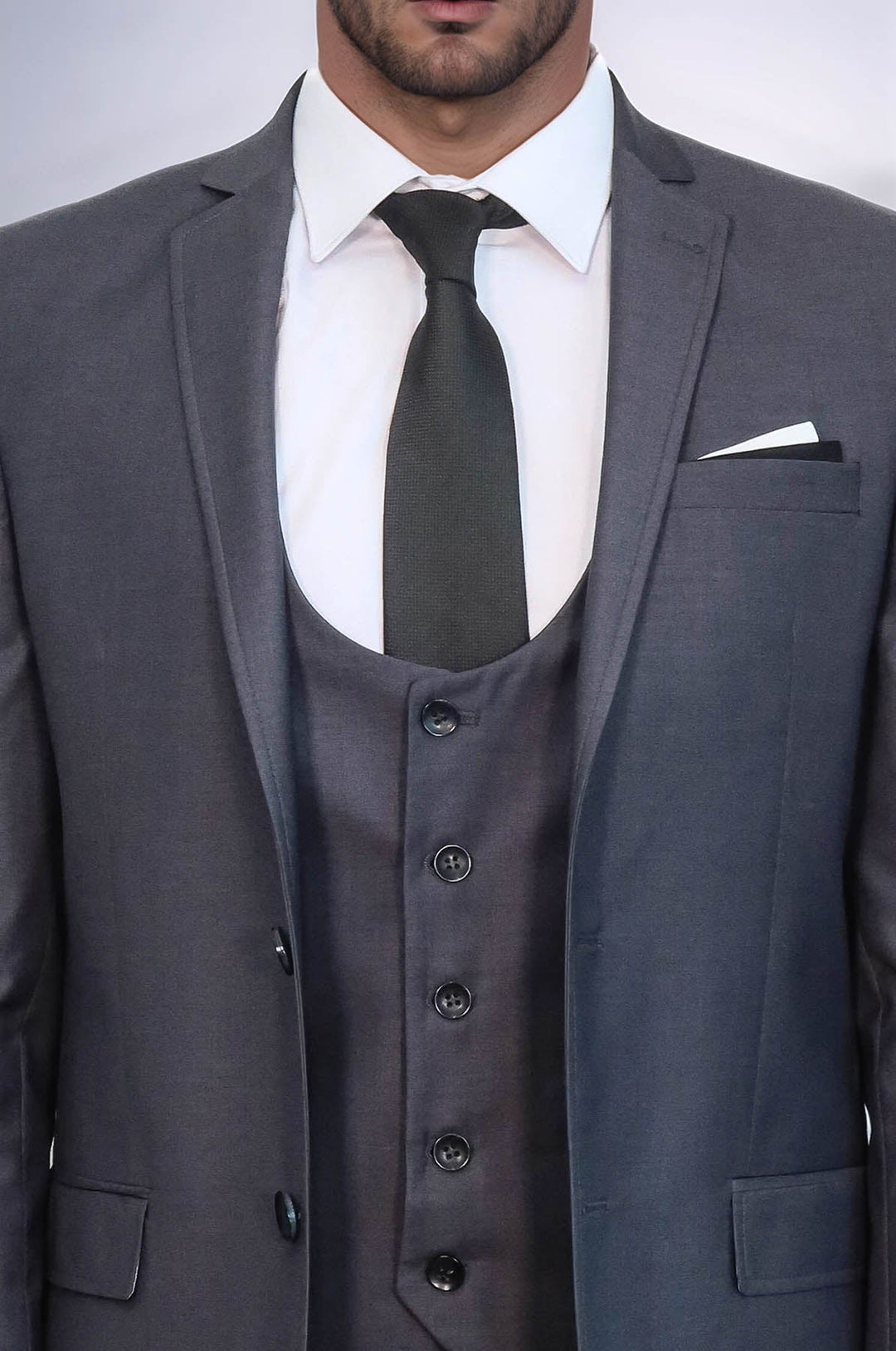 WSS Plain Vested Anthracite Men's Suit  - Freital
