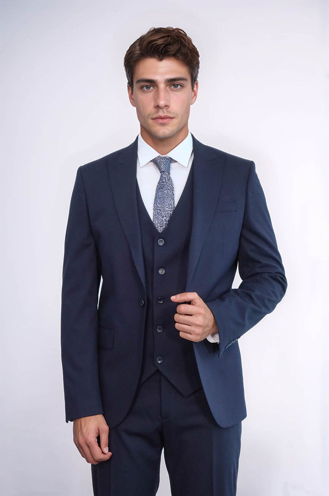 WSS Plain Slim Fit Navy Blue Men Suit  - Cedar Falls