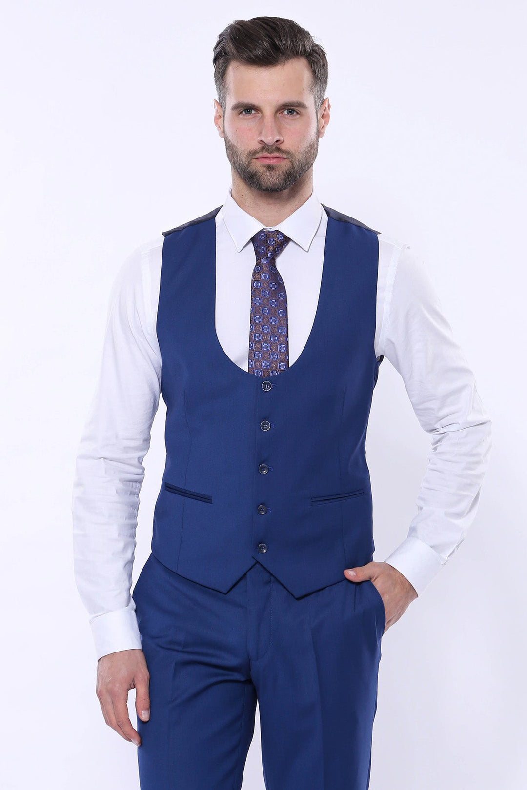 WSS Plain Navy Vested Suit  - Redondo Beach