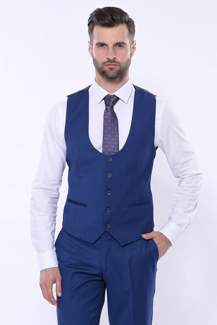 WSS Plain Navy Vested Suit  - Redondo Beach