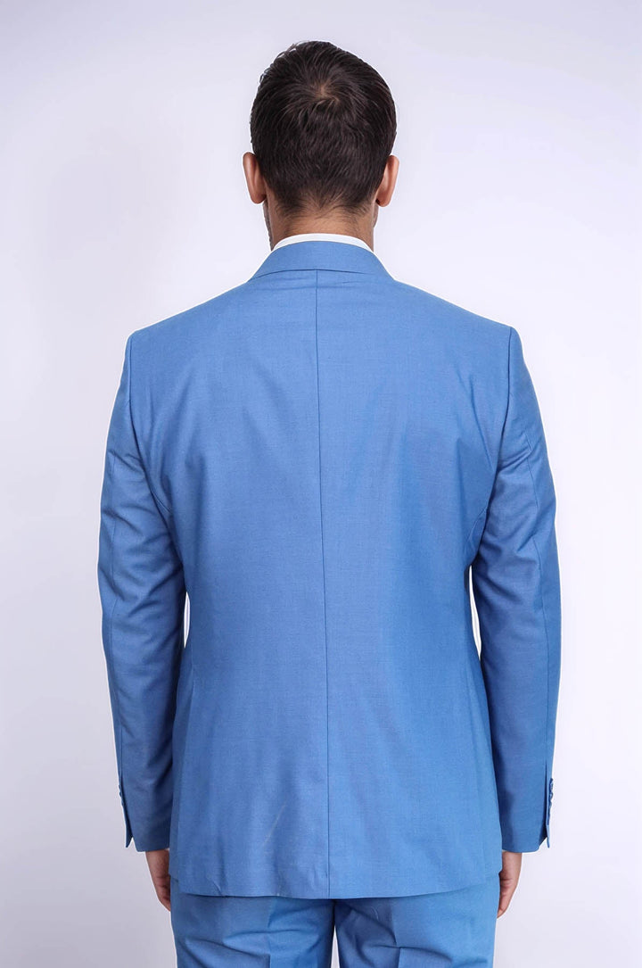 WSS Plain Slim Fit Navy Blue Men Suit  - Laval