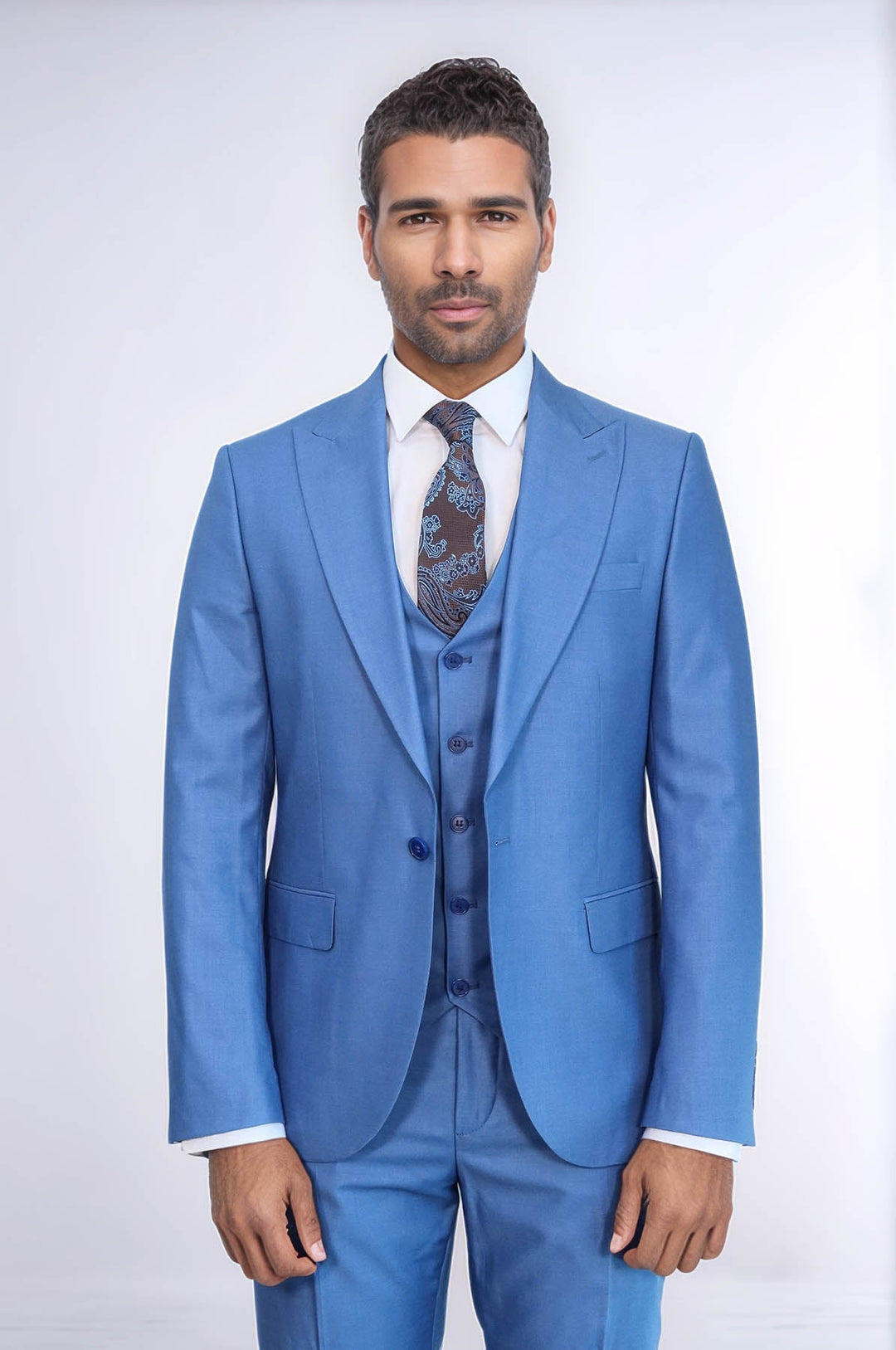WSS Plain Slim Fit Navy Blue Men Suit  - Laval