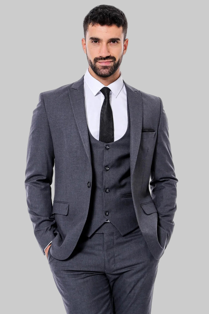 WSS Plain Slim Fit Anthracite Men Suit  - Jocotepec