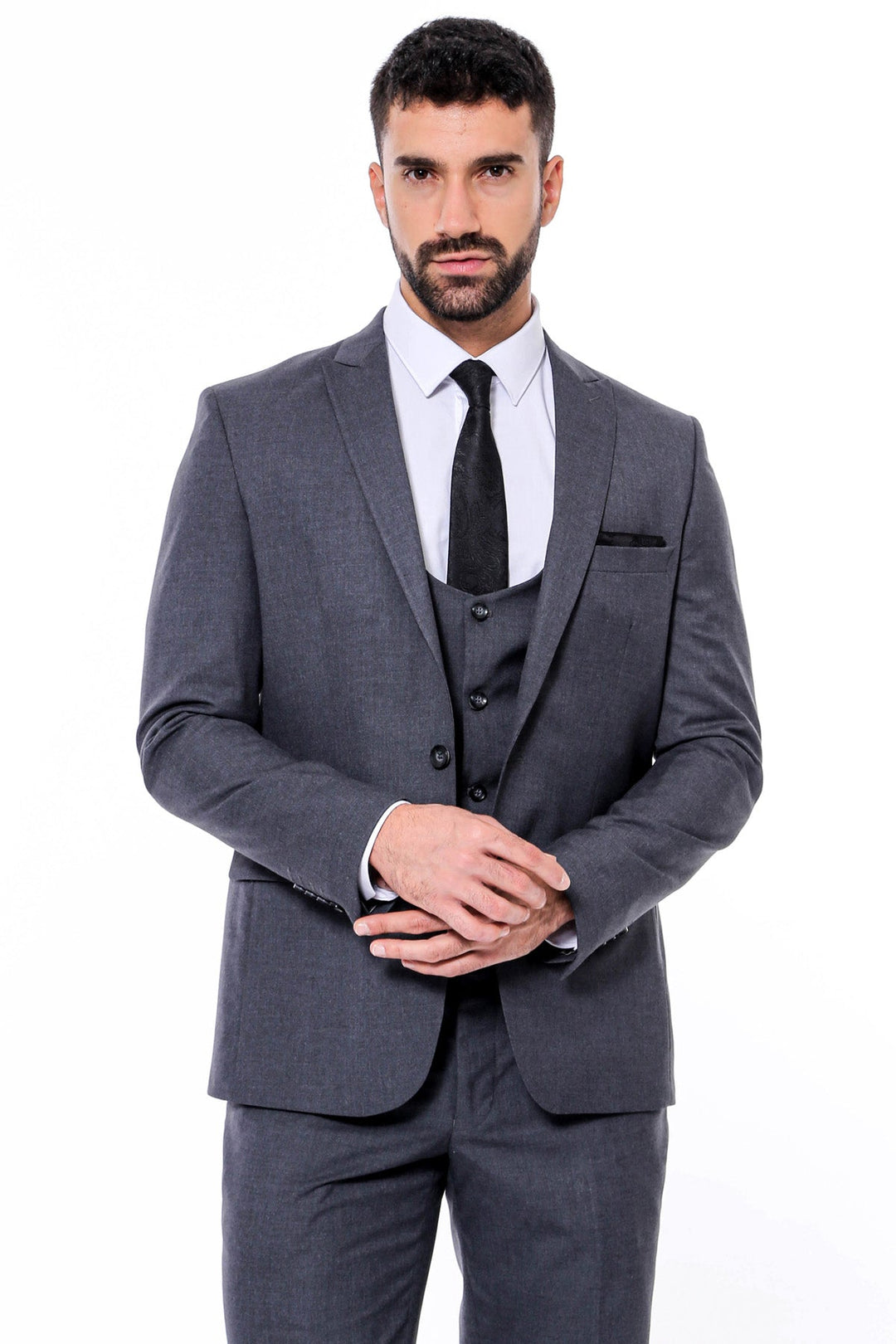 WSS Plain Slim Fit Anthracite Men Suit  - Jocotepec