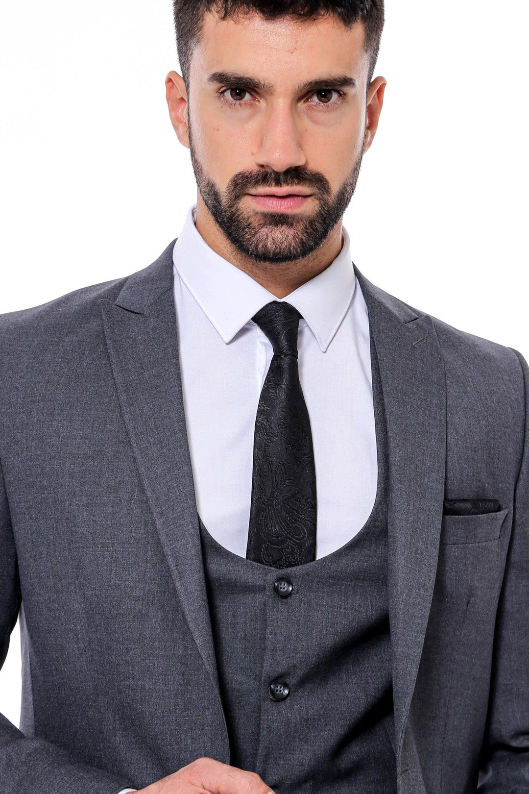 WSS Plain Slim Fit Anthracite Men Suit  - Jocotepec