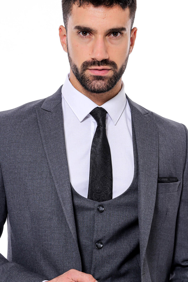 WSS Plain Slim Fit Anthracite Men Suit  - Jocotepec