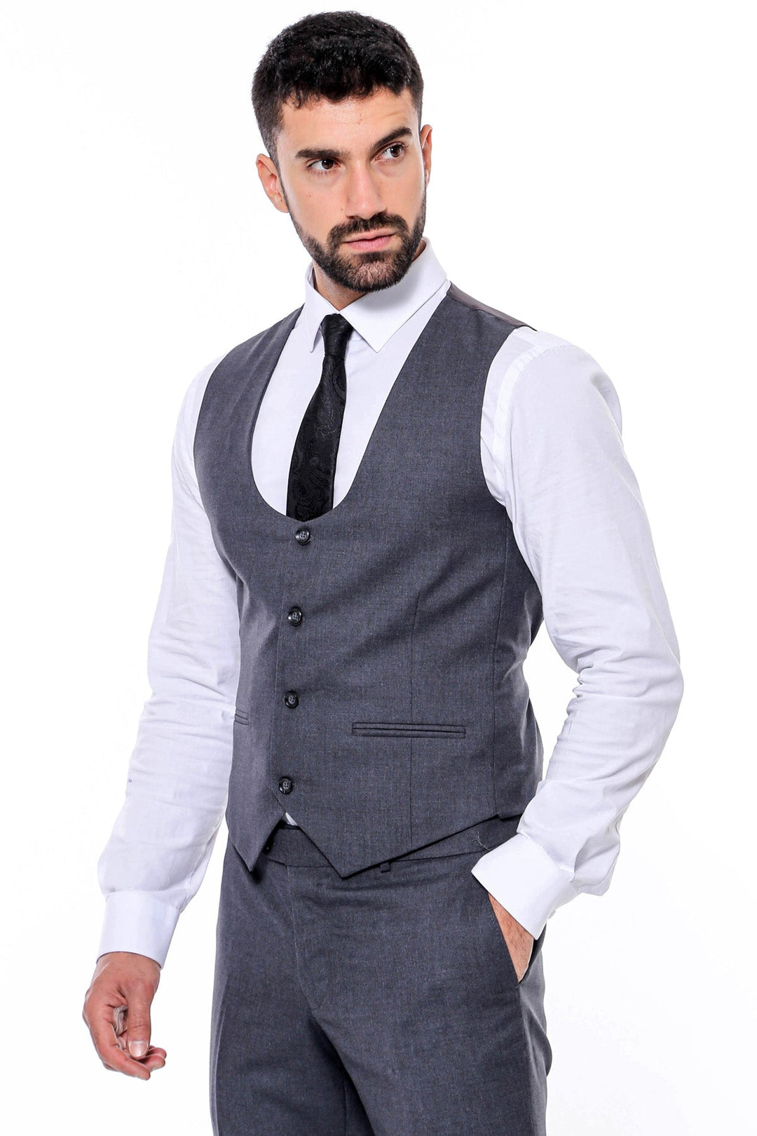 WSS Plain Slim Fit Anthracite Men Suit  - Jocotepec